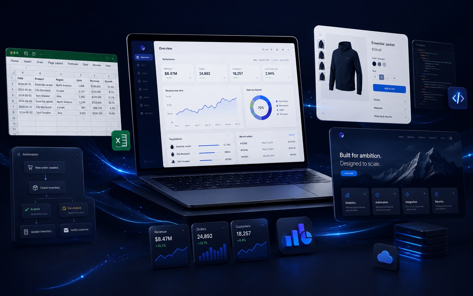 Soluciones digitales, sistemas, Excel, e-commerce y automatización