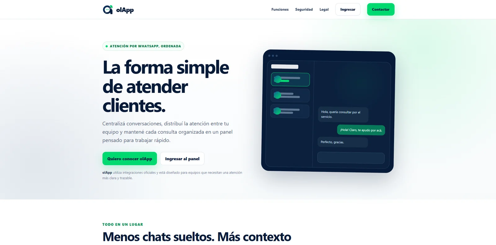 Vista de la plataforma olApp