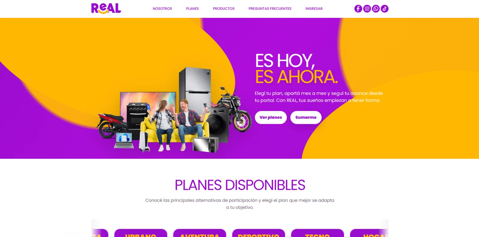 Vista de la web de Real Multicuotas
